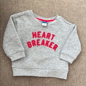Old Navy Gray Sweatshirt with Red Heart Breaker Design